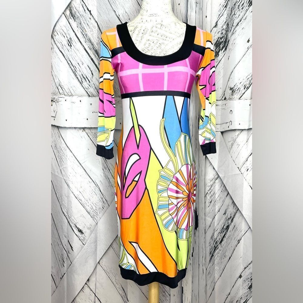 Analili Psychedelic Color Block Cutout Back S